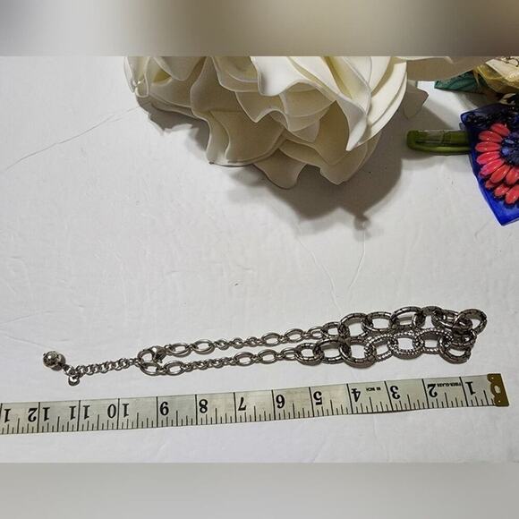 BRIGHTON PEBBLE PAVE LINK silver plated Crystal thick link 20" NECKLACE - Picture 7 of 7